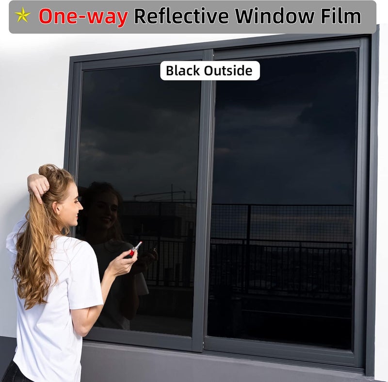 FuFin One-Way Window Privacy Film with Installation Tools,Premium PET Material,Heat Control 99% UV Blocking and Privacy Protection and Blackout Window Film (Black, 17.5Inch×78.7Inch) - Image 3